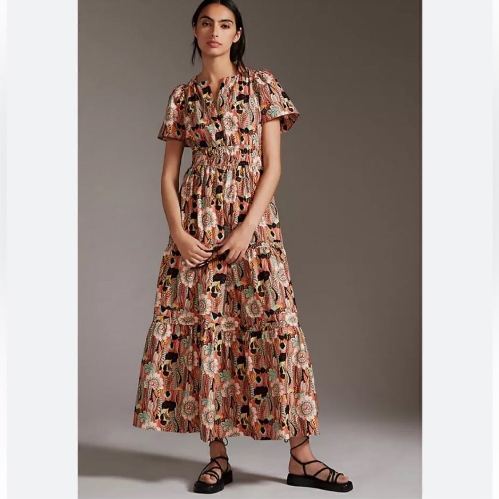 Anthropologie Maeve Somerset Dress Pink/Rose Floral Maxi Women’s XXS Petite NWT